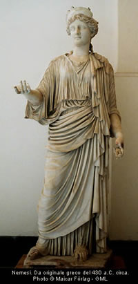 Nemesis, the Greek goddess who meted out divine retribution for wrongdoing